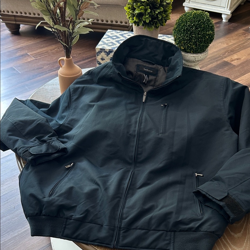 Men's Navy Blue Full Zip Weather Resistant Jacket Van Heusen Extra Large
